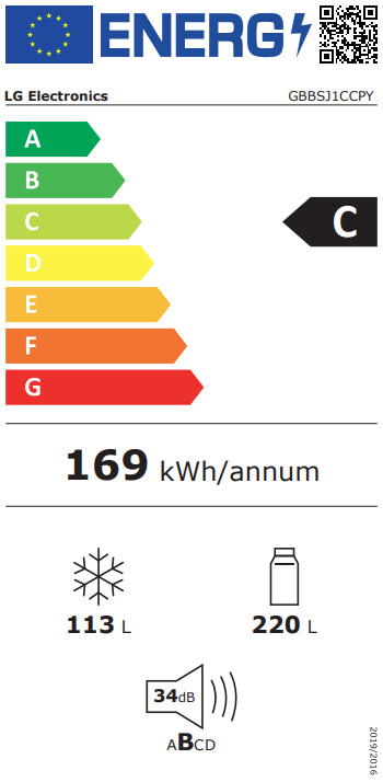 LG GBBSJ1CCPY energielabel