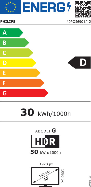 Philips Ambilight 40" PQS6901 (2026) energielabel
