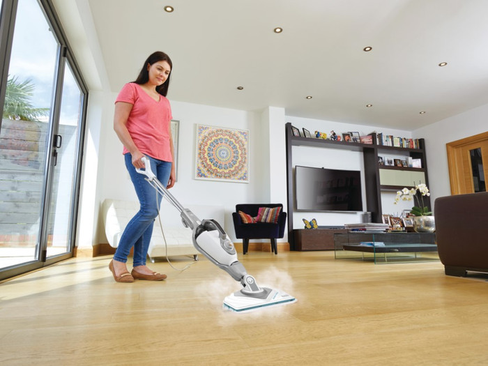 BLACK+DECKER 1600W Steam Mop 8 Accessories product in use