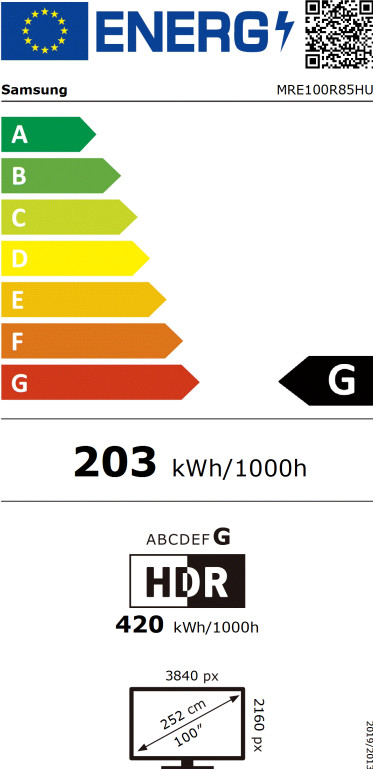 Samsung Micro RGB 100" R85H (2026) energy label