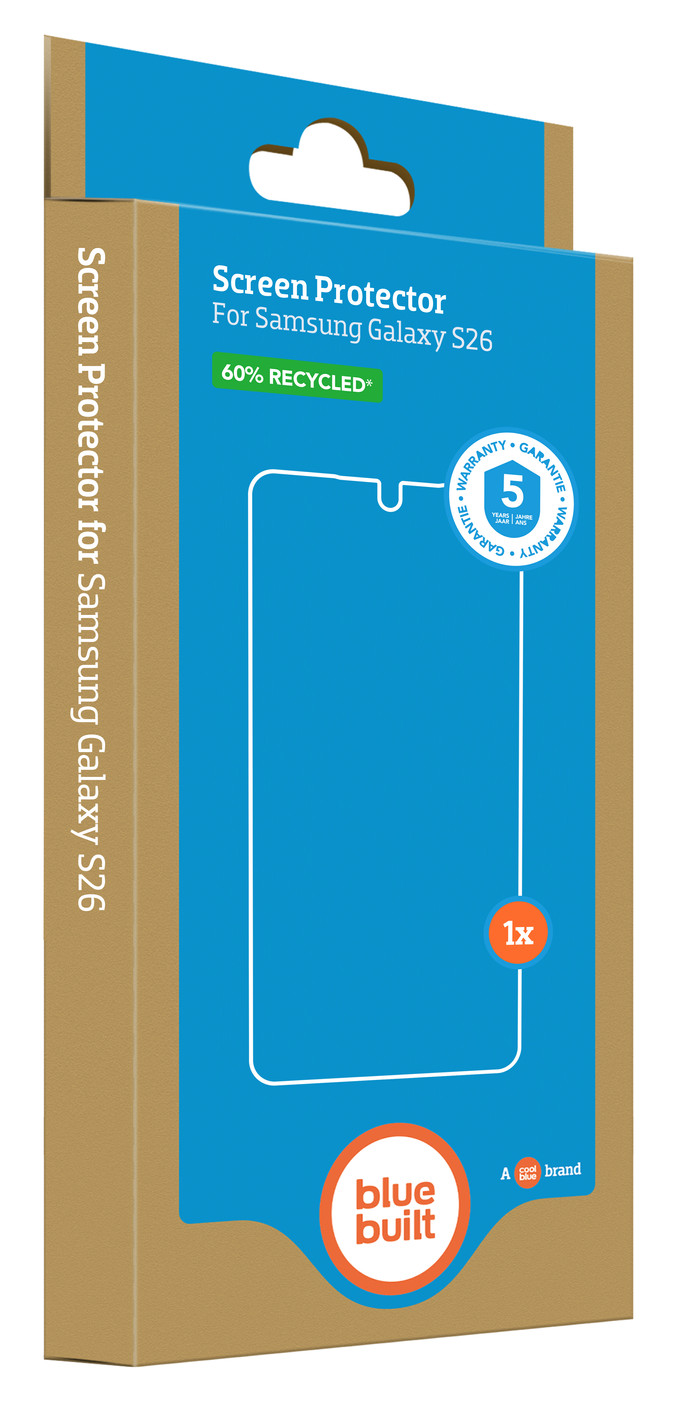 BlueBuilt Galaxy S26 Screenprotector Glas verpakking