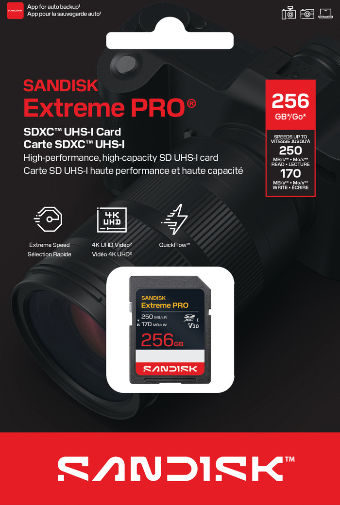 SANDISK Extreme PRO SDXC 256GB 250MB/s verpakking