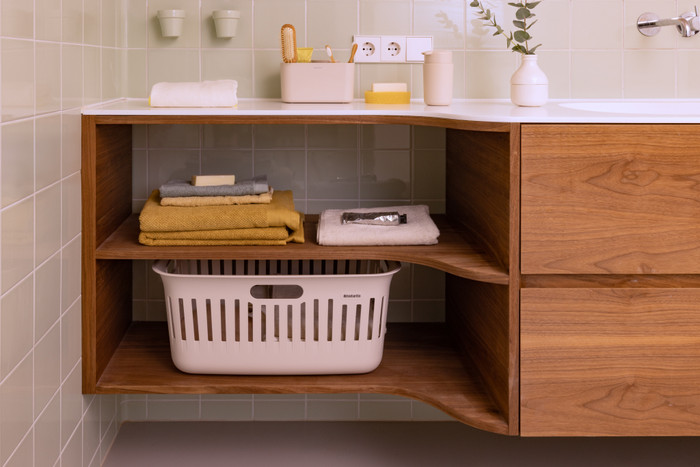 Brabantia Collect-It Wasmand 40 liter - Set van 2 - Beige product in gebruik