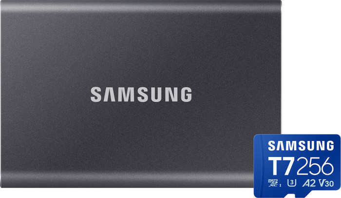 Samsung T7 Portable SSD 4TB Grijs + Samsung MicroSDXC T7 256GB 170MB/s Main Image