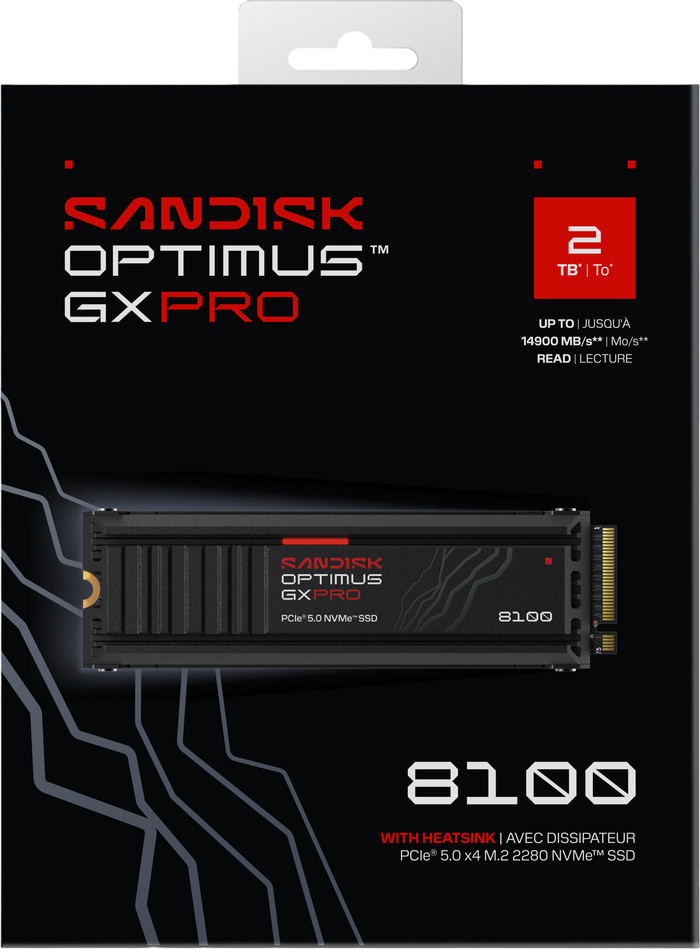 SANDISK Optimus GX PRO 8100 2TB Heatsink PCIe 5.0 NVMe SSD Main Image