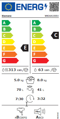 Siemens WN34A100EU - 8/5kg energy label