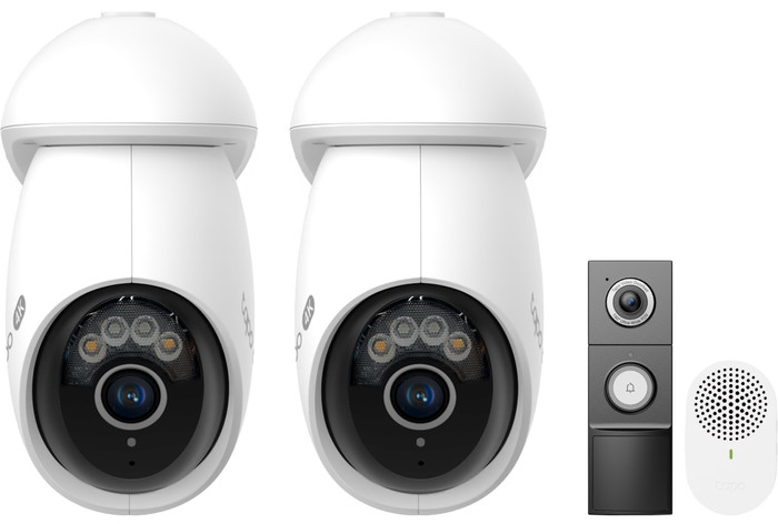 TP- Link Tapo C560WS Duo Pack + D235 Smart Battery & Wired Doorbell Main Image