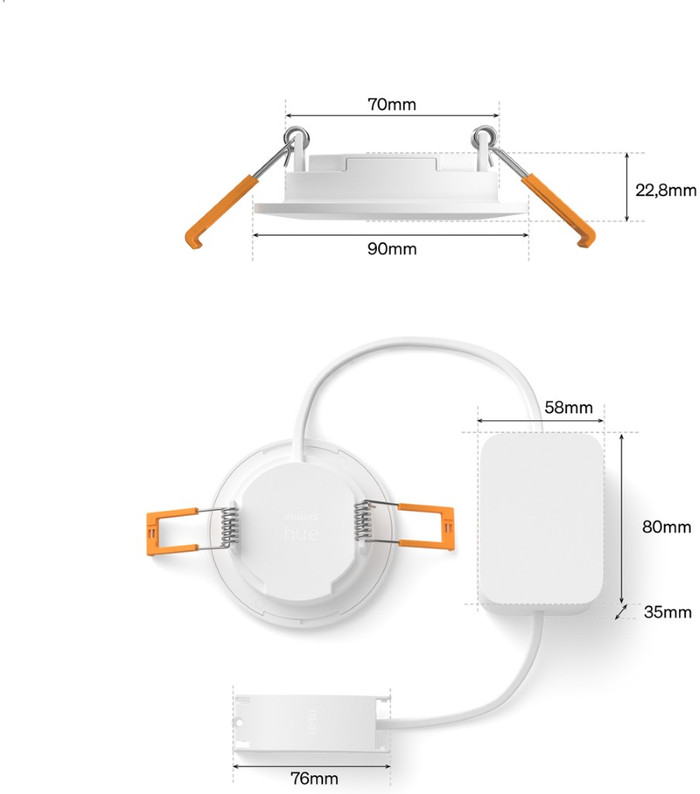 Philips Hue Inbouwspot Slim 3-Pack - White and Color - 90mm - Wit detail