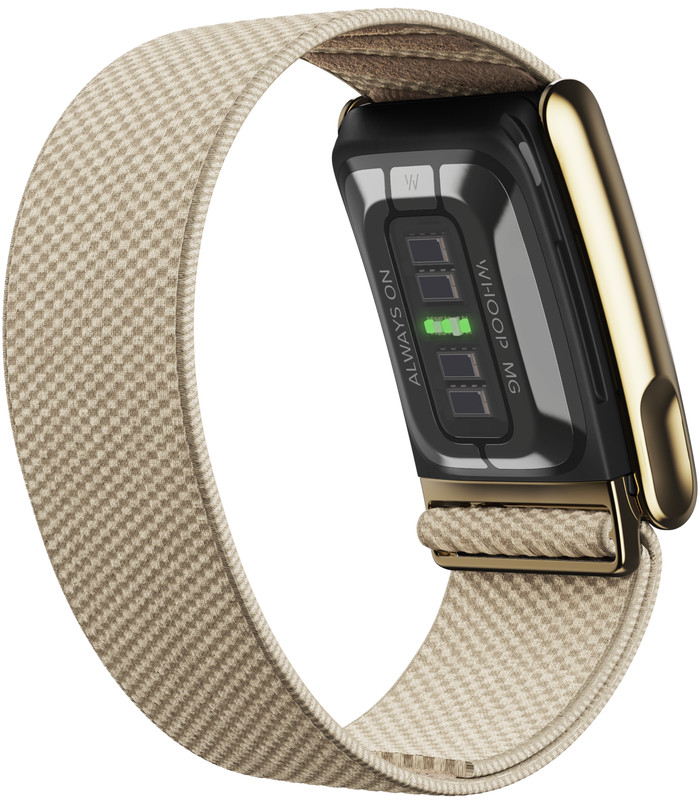 WHOOP MG SuperKnit Luxe Band Beige product in gebruik