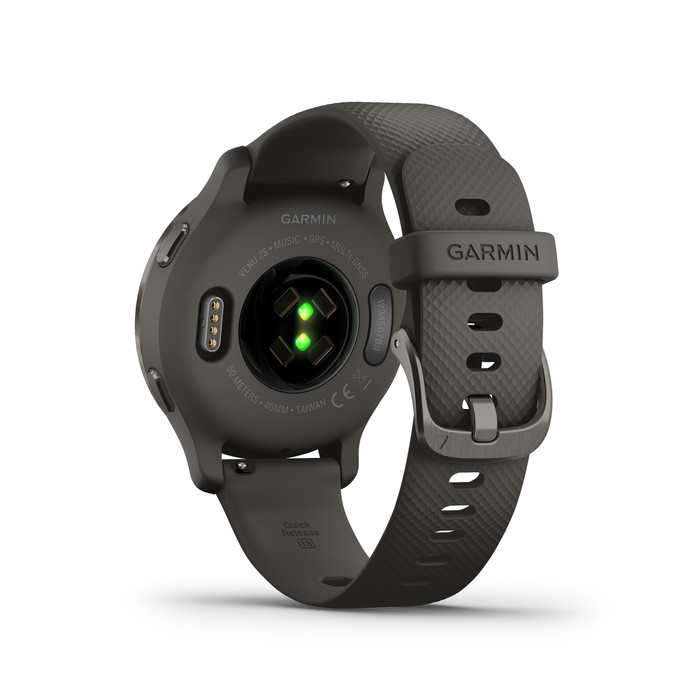 Garmin Venu 2S Grijs + Garmin Index S2 Smart - Zwart achterkant