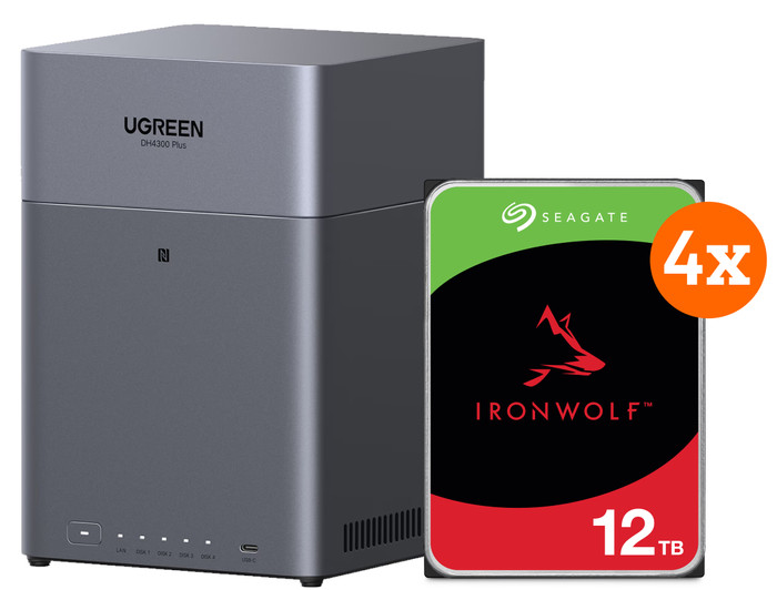 UGREEN NASync DH4300 + Seagate Ironwolf 12TB 4-Pack Main Image