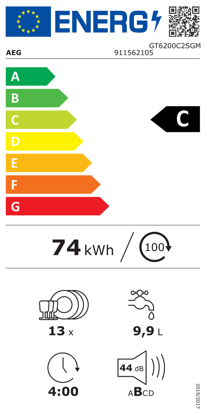 AEG GT6200C2SGM SatelliteClean Pro energielabel