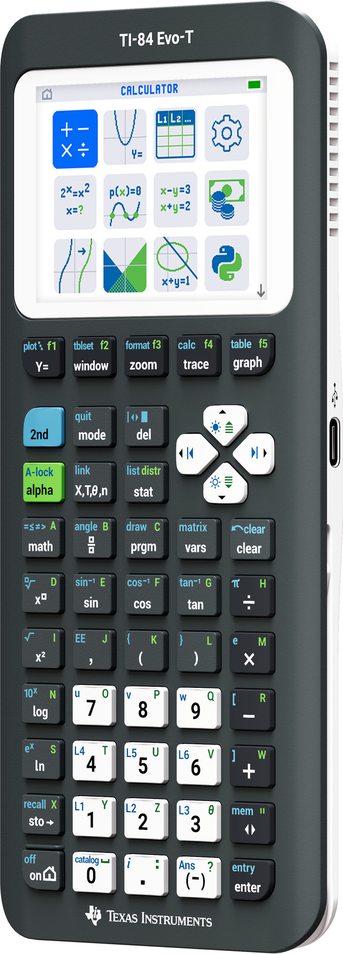 Texas Instruments TI-84 Evo-T Grafische Rekenmachine linkerkant