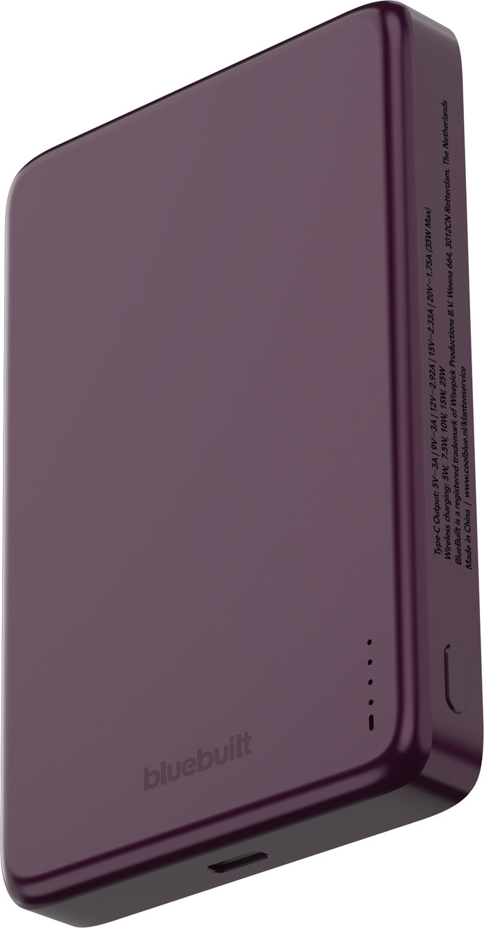 BlueBuilt Draadloze Powerbank met Qi2.2 en MagSafe 10.000 mAh met Snelladen 25 Watt Rood linkerkant
