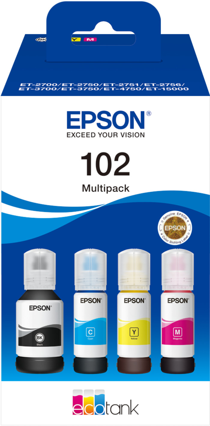 Epson 102 Bouteilles d'Encre Pack Combiné Couleur Main Image