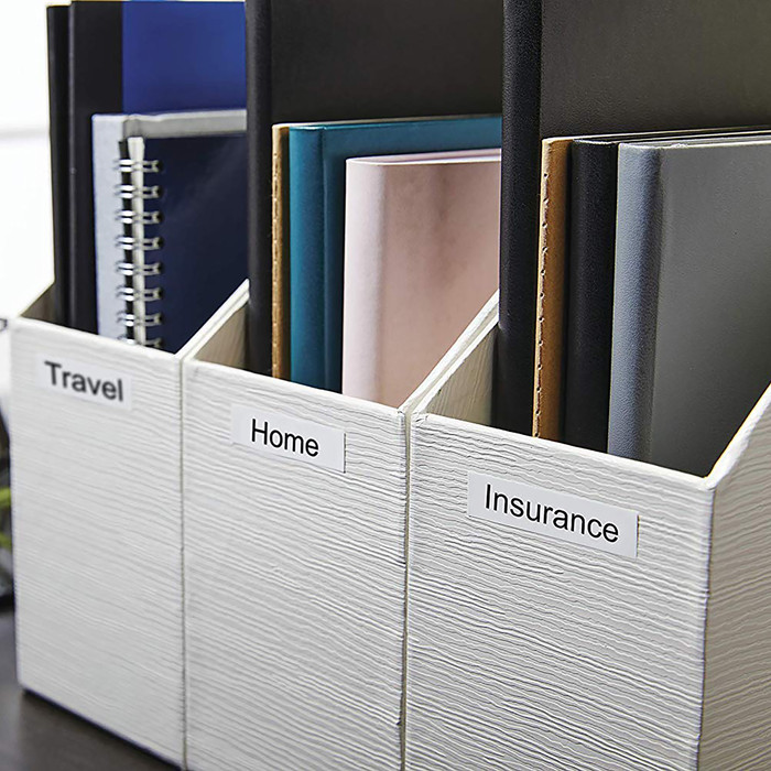 DYMO D1 12mm x 7m Black White Labels 3-pack product in use