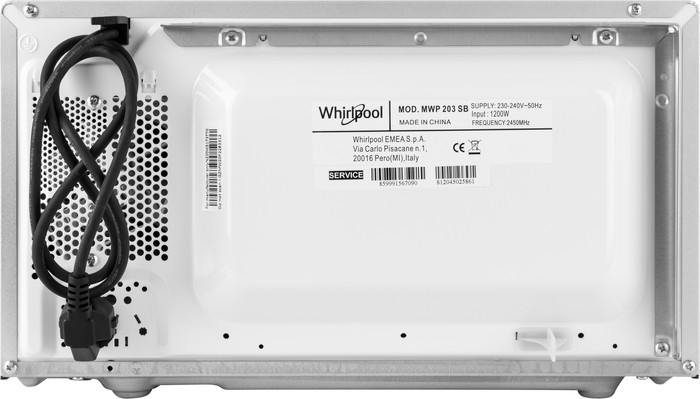 Whirlpool MWP 203 SB arrière