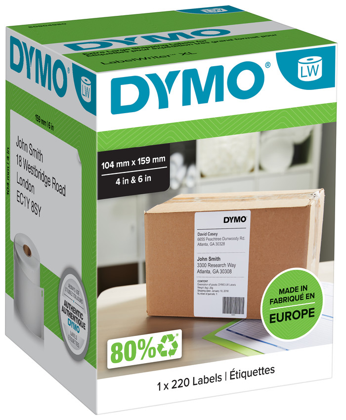 DYMO LabelWriter Extra Large Labels 104x159mm 220 Units Main Image