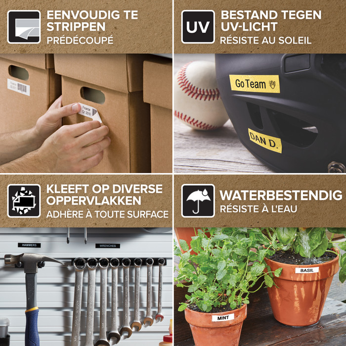 DYMO Durable D1 Tape 12mm x 5.5m Black White Label detail