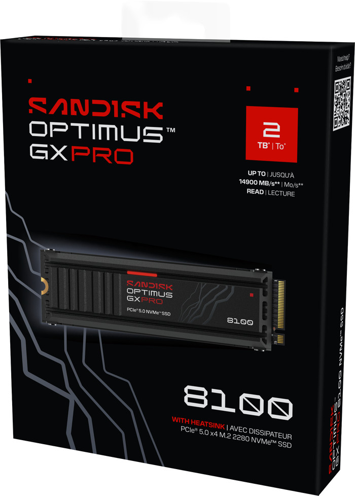 SANDISK Optimus GX PRO 8100 2TB Heatsink PCIe 5.0 NVMe SSD detail