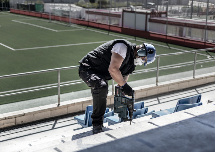 Bosch EXPERT SDS Plus Drill Set (5-piece) product in use