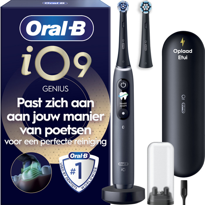 Oral-B iO 9N Zwart met extra opzetborstel verpakking