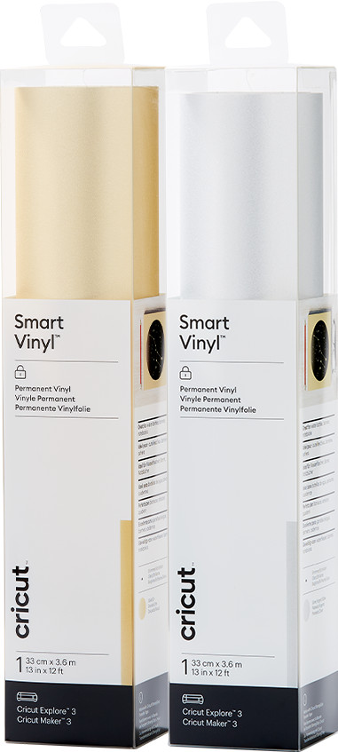 Cricut Smart Vinyle Permanent 33 x 366 Shimmer Or et Shimmer Argent Pack Combiné Main Image