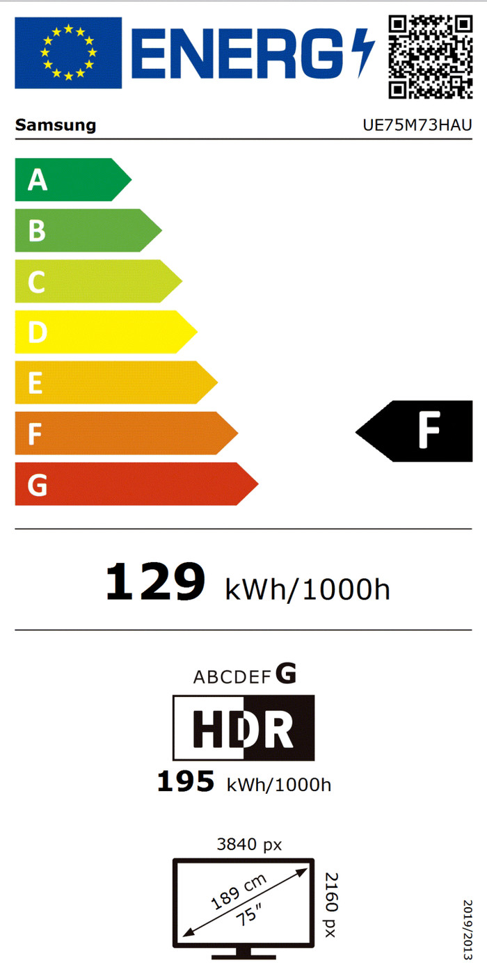 Samsung Mini-led 75" M73H (2026) energielabel