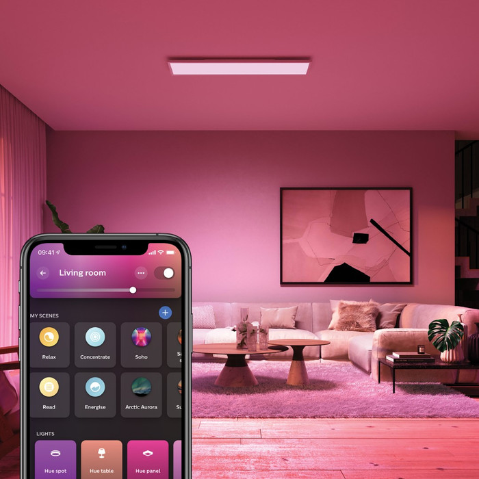 Philips Hue Surimu Plafonnier White and Color Carré produit à l'usage