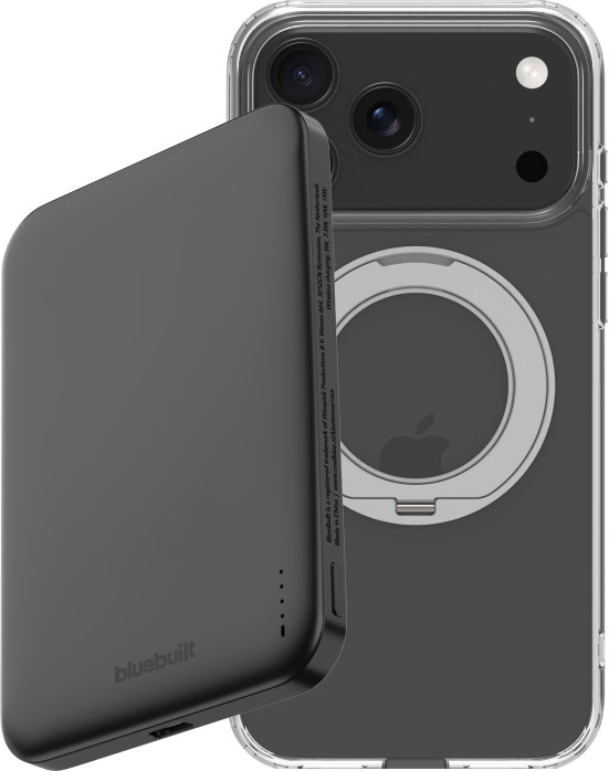 BlueBuilt MagSafe Hoesje met Standaard iPhone 18 Pro Max Transparant + Powerbank 5.000 mAh Grijs Main Image