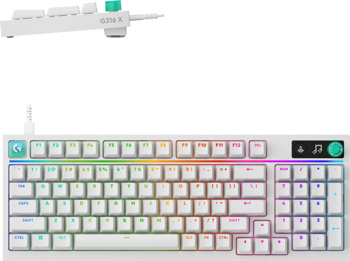 Logitech G316 X 98 Bedrade Gaming Toetsenbord Azerty Wit voorkant