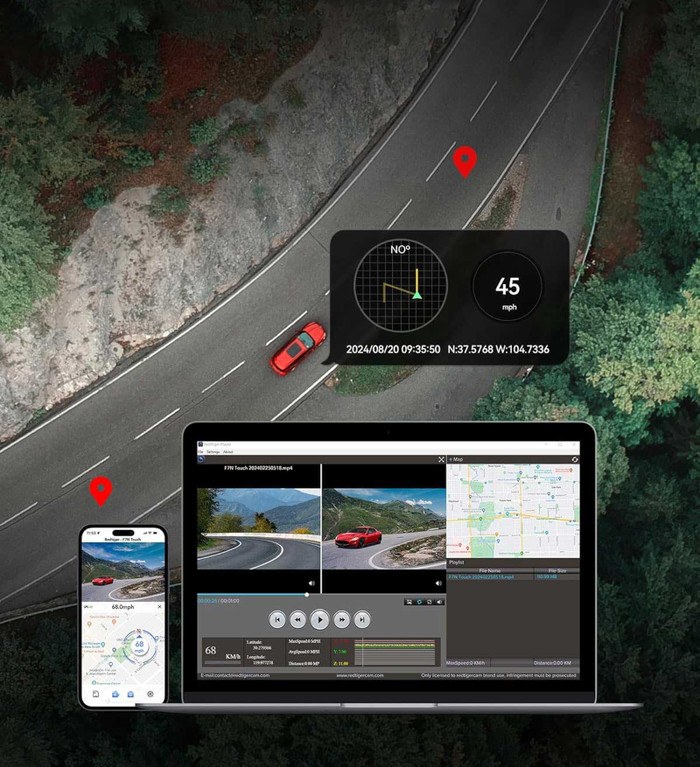 Redtiger F7NT 4K Touchscreen Wifi GPS 2CH 64GB product in gebruik