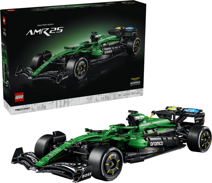 LEGO Technic Aston Martin Aramco AMR25 F1 auto 42240 samengesteld product