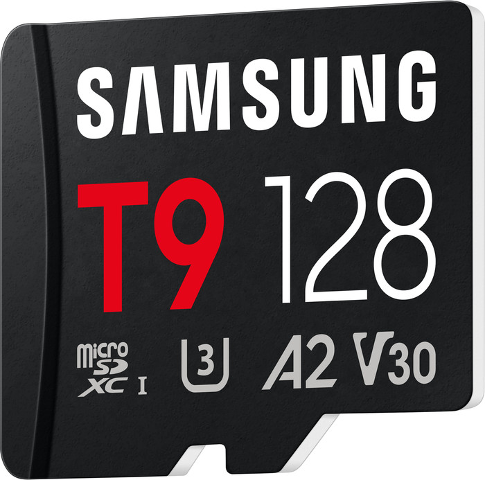 Samsung MicroSDXC T9 128GB 200MB/s + USB lezer voorkant