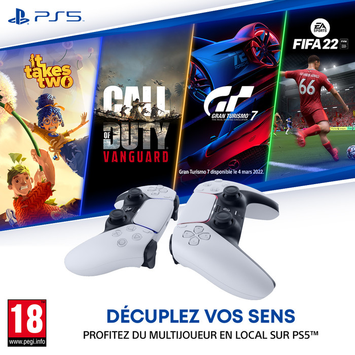 PlayStation 5 Slim Slim Edition + Pack Fortnite + Façades Noir + Manette Supplémentaire Blanc null