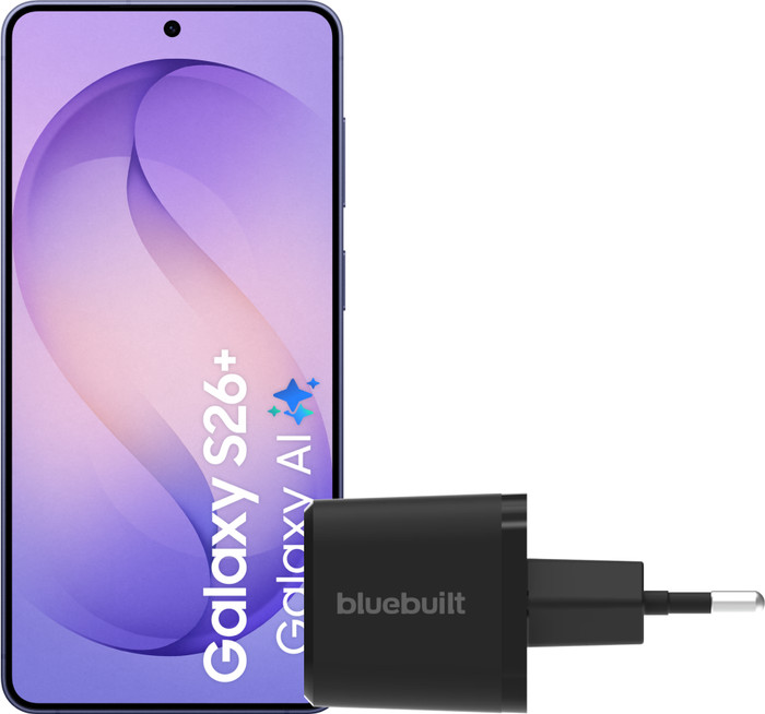 Samsung Galaxy S26 Plus 256GB Dark Blue 5G + BlueBuilt Charger 45W Black Main Image