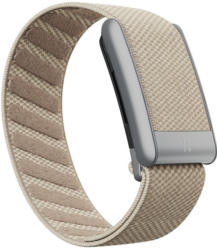 WHOOP 5.0 SuperKnit Band Beige product in gebruik