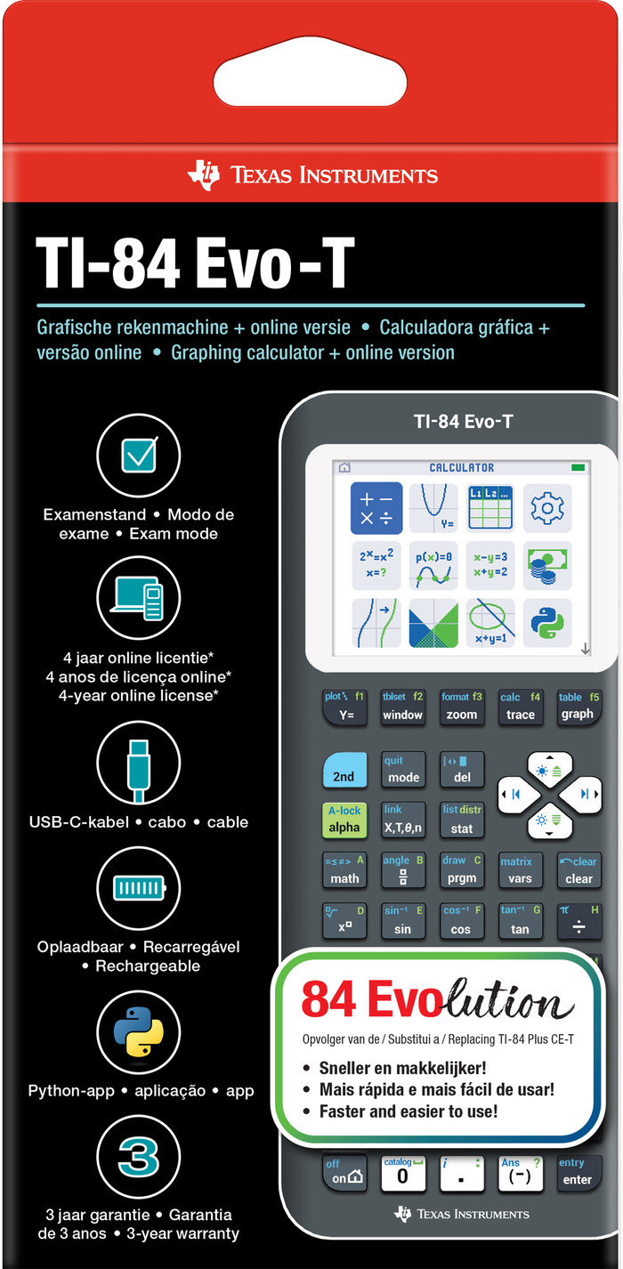 Texas Instruments TI-84 Evo-T Grafische Rekenmachine verpakking