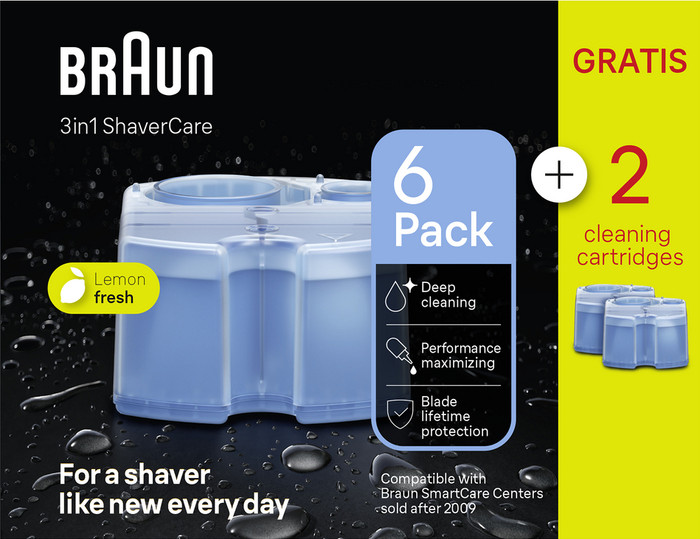 Braun 3-in-1 ShaverCare Navulpatronen - 6+2 Stuks verpakking