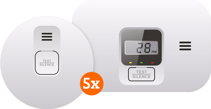 ELRO Blue Line CBFS25 Smoke Detector 5-pack + Carbon Monoxide Detector Main Image