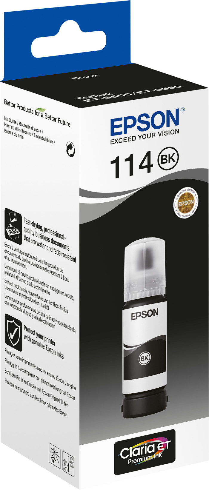 Epson 114 Bouteille d'Encre Noir côté gauche