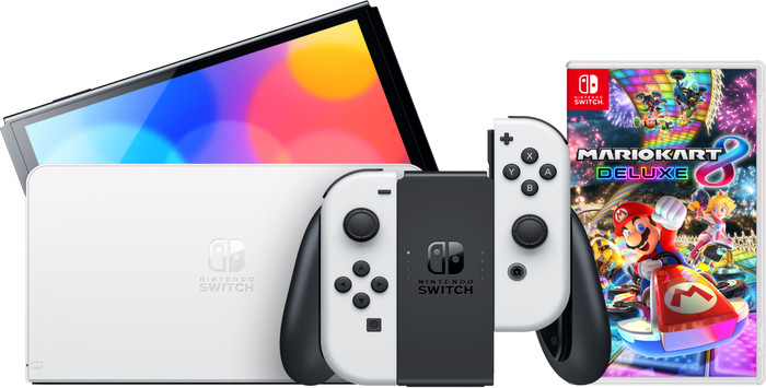 Nintendo Switch OLED Wit + Mario Kart 8 Deluxe Main Image