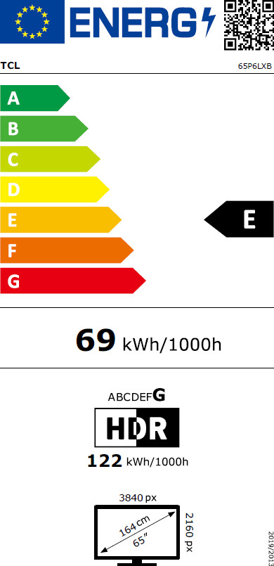 TCL 65" QLED P6L (2026) energielabel