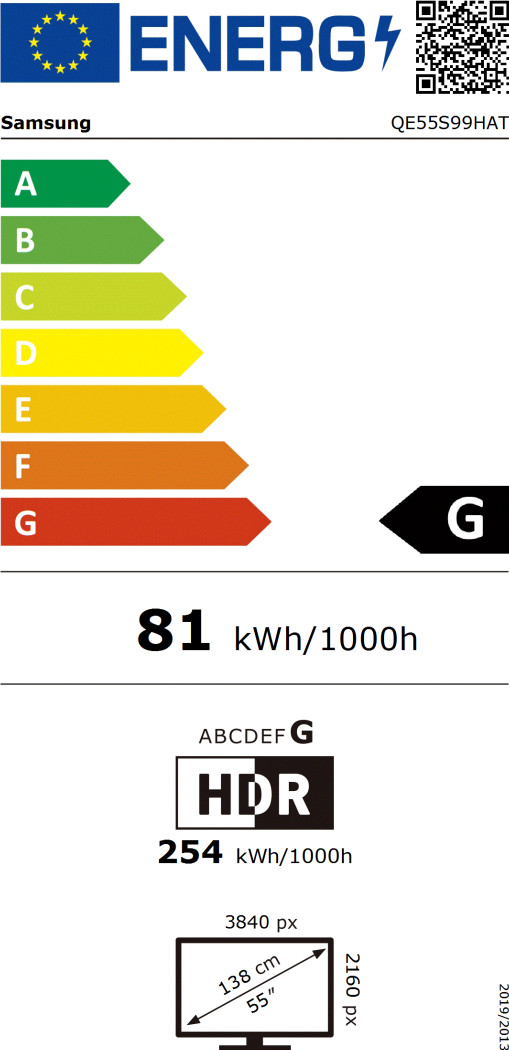 Samsung OLED 55" S99H (2026) energielabel