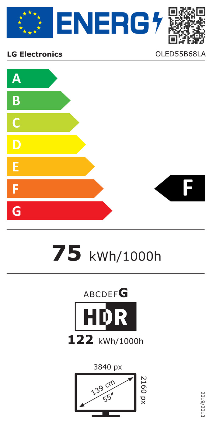 LG OLED 55" B6 (2026) energielabel