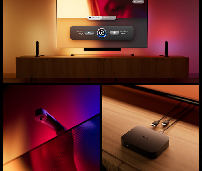 Philips Hue Play Gradient LED Strip voor 75 tot 85 inch TV product in gebruik