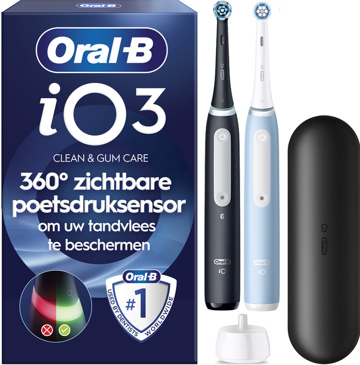 Oral-B iO 3 Duo Pack Zwart en Blauw Value Pack verpakking