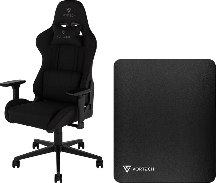 Vortech Essential Gamestoel Zwart + Vortech Vloermat Zwart Main Image