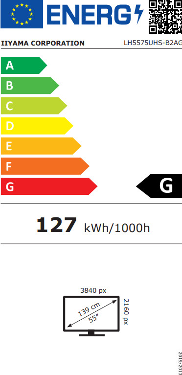 iiyama ProLite LH5575UHS-B2AG energielabel