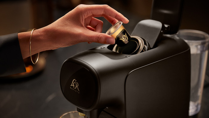 Philips L'OR Barista Sublime LM9012/60 Black + Milk Frother product in use